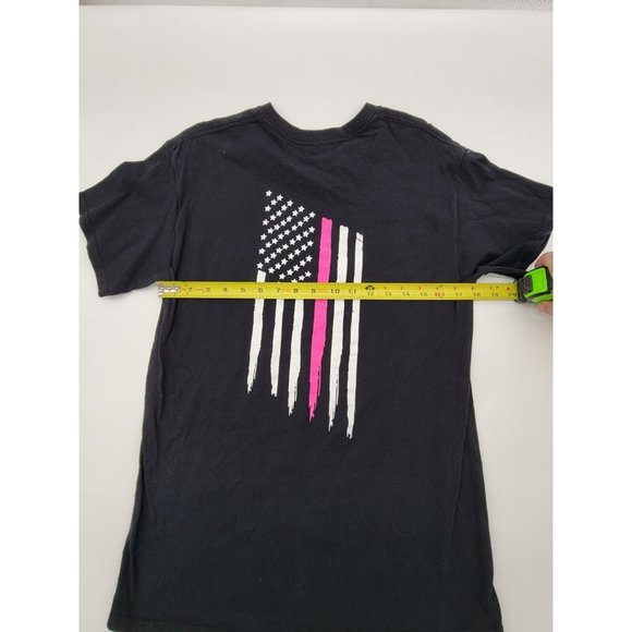 Harley Davidson T-Shirt Size MED Black/Pink Line FLAG  Mancuso Houston Texas - Picture 4 of 5